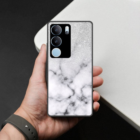 Vivo V29 Pro Cover - White Marble Series - HQ Ultra Shine Premium Infinity Glass Soft Silicon Borders Case
