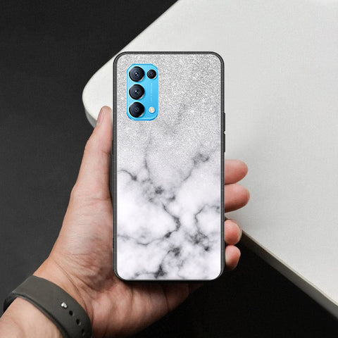 Oppo Reno 5 5G Cover - White Marble Series - HQ Ultra Shine Premium Infinity Glass Soft Silicon Borders Case