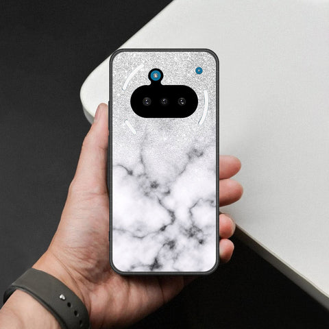 Nothing Phone 3a Cover - White Marble Series - HQ Ultra Shine Premium Infinity Glass Soft Silicon Borders Case