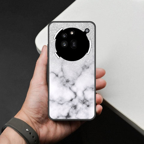 Nothing Phone 3a Pro Cover - White Marble Series - HQ Ultra Shine Premium Infinity Glass Soft Silicon Borders Case