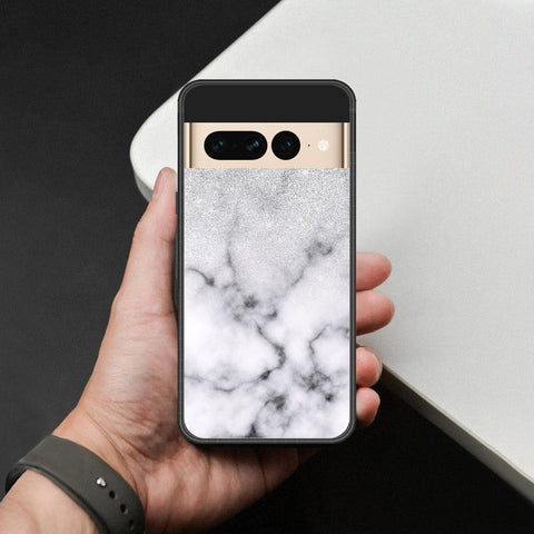 Google Pixel 7 Pro Cover - White Marble Series - HQ Ultra Shine Premium Infinity Glass Soft Silicon Borders Case
