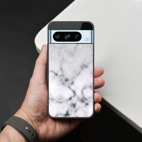 Google Pixel 8 Pro Cover - White Marble Series - HQ Ultra Shine Premium Infinity Glass Soft Silicon Borders Case