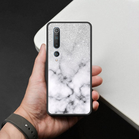 Xiaomi Mi 10 Cover - White Marble Series - HQ Ultra Shine Premium Infinity Glass Soft Silicon Borders Case