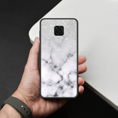 Xiaomi Redmi Note 9 Pro Cover - White Marble Series - HQ Ultra Shine Premium Infinity Glass Soft Silicon Borders Case