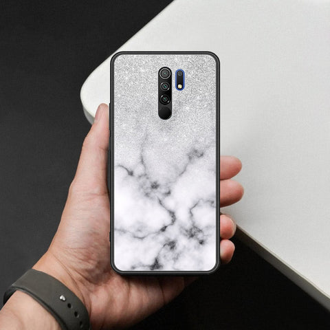 Xiaomi Redmi 9 Cover - White Marble Series - HQ Ultra Shine Premium Infinity Glass Soft Silicon Borders Case