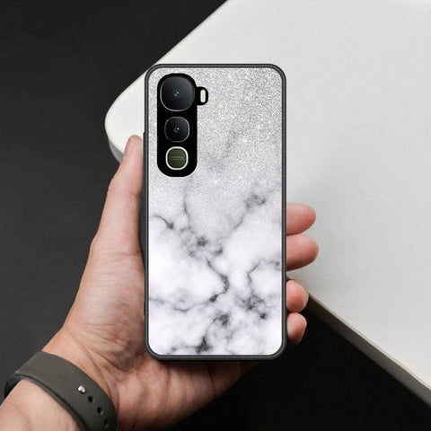 Vivo Y400 Cover - White Marble Series - HQ Ultra Shine Premium Infinity Glass Soft Silicon Borders Case