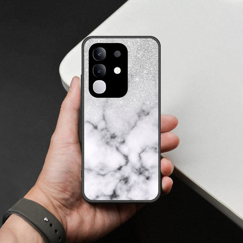 Vivo Y29 4G Cover - White Marble Series - HQ Ultra Shine Premium Infinity Glass Soft Silicon Borders Case
