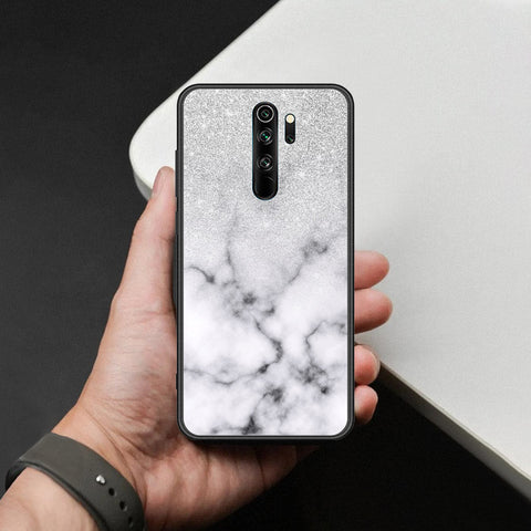 Xiaomi Redmi Note 8 Pro Cover - White Marble Series - HQ Ultra Shine Premium Infinity Glass Soft Silicon Borders Case