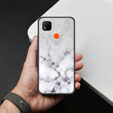 Xiaomi Poco C3 Cover - White Marble Series - HQ Ultra Shine Premium Infinity Glass Soft Silicon Borders Case
