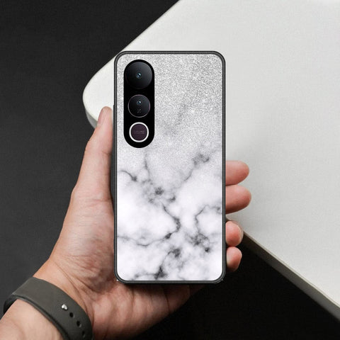 Vivo V50 Lite Cover - White Marble Series - HQ Ultra Shine Premium Infinity Glass Soft Silicon Borders Case