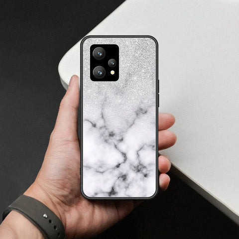 Realme 9 5G Cover - White Marble Series - HQ Ultra Shine Premium Infinity Glass Soft Silicon Borders Case
