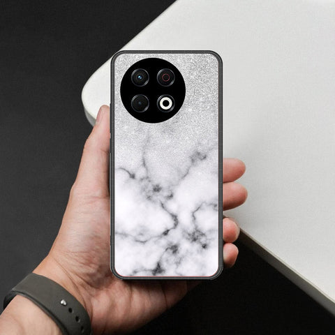Tecno Spark 30 Pro Cover - White Marble Series - HQ Ultra Shine Premium Infinity Glass Soft Silicon Borders Case