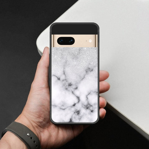 Google Pixel 7 Cover - White Marble Series - HQ Ultra Shine Premium Infinity Glass Soft Silicon Borders Case