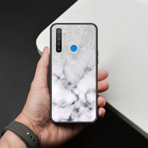 Realme Narzo 20A Cover - White Marble Series - HQ Ultra Shine Premium Infinity Glass Soft Silicon Borders Case