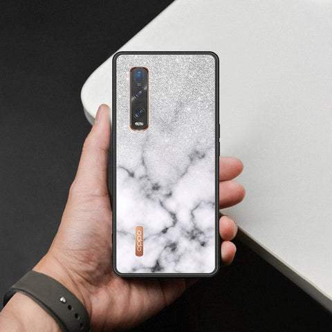 Oppo Find X2 Pro Cover - White Marble Series - HQ Ultra Shine Premium Infinity Glass Soft Silicon Borders Case
