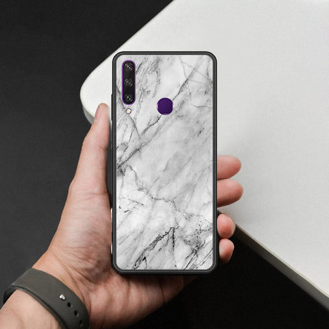 Honor 7A Cover - White Marble Series - HQ Ultra Shine Premium Infinity Glass Soft Silicon Borders Case