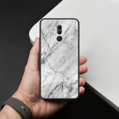 Huawei Mate 20 Lite Cover - White Marble Series - HQ Ultra Shine Premium Infinity Glass Soft Silicon Borders Case