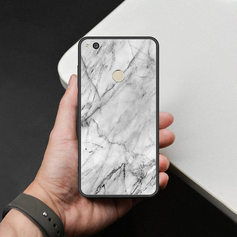 Huawei Honor 8 Lite Cover - White Marble Series - HQ Ultra Shine Premium Infinity Glass Soft Silicon Borders Case