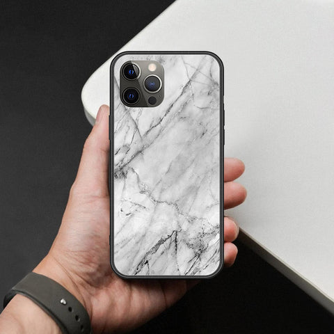 iPhone 12 Pro Max - White Marble Series - HQ Ultra Shine Premium Infinity Glass Soft Silicon Borders Case