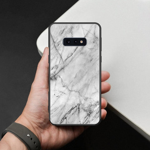 Samsung Galaxy S10e Cover - White Marble Series - HQ Ultra Shine Premium Infinity Glass Soft Silicon Borders Case