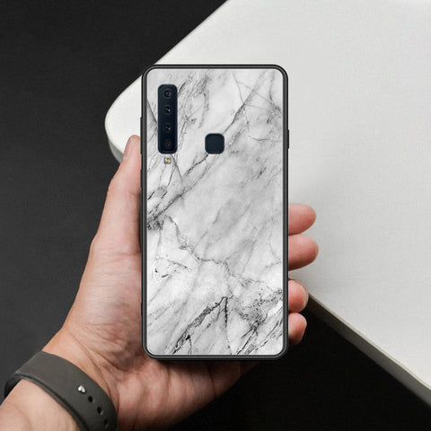 Samsung Galaxy A9 2018 Cover - White Marble Series - HQ Ultra Shine Premium Infinity Glass Soft Silicon Borders Case