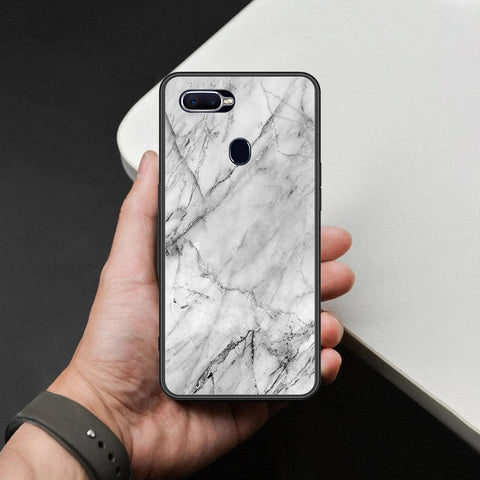 Oppo F9 / F9 Pro Cover - White Marble Series - HQ Ultra Shine Premium Infinity Glass Soft Silicon Borders Case
