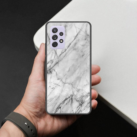 Samsung Galaxy A72 Cover - White Marble Series - HQ Ultra Shine Premium Infinity Glass Soft Silicon Borders Case