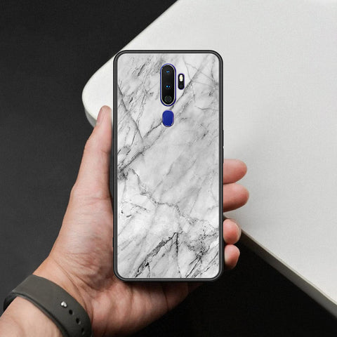 Oppo A5 2020 Cover - White Marble Series - HQ Ultra Shine Premium Infinity Glass Soft Silicon Borders Case