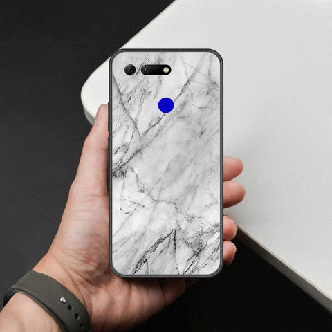 Huawei Honor View 20 Cover - White Marble Series - HQ Ultra Shine Premium Infinity Glass Soft Silicon Borders Case
