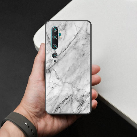 Xiaomi Mi CC9 Pro Cover - White Marble Series - HQ Ultra Shine Premium Infinity Glass Soft Silicon Borders Case