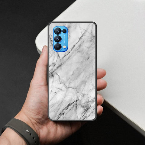 Oppo Reno 5 Pro 5G Cover - White Marble Series - HQ Ultra Shine Premium Infinity Glass Soft Silicon Borders Case