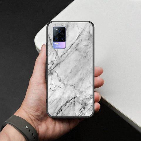 Vivo Y73 Cover - White Marble Series - HQ Ultra Shine Premium Infinity Glass Soft Silicon Borders Case