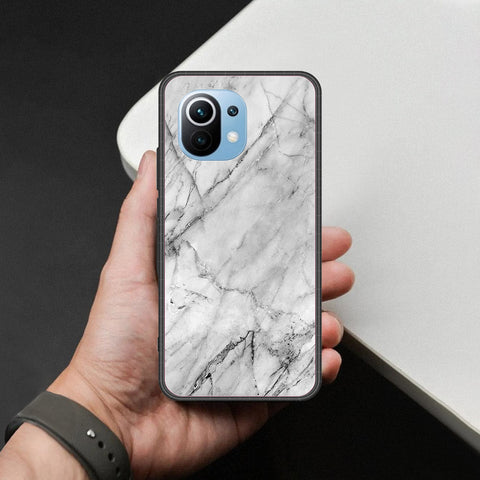 Xiaomi Mi 11 Cover - White Marble Series - HQ Ultra Shine Premium Infinity Glass Soft Silicon Borders Case