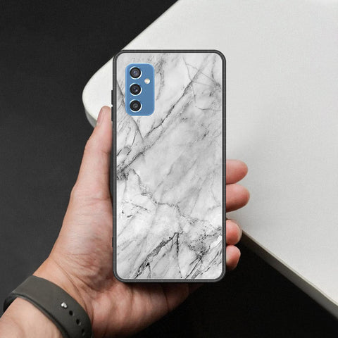 Samsung Galaxy M52 5G Cover - White Marble Series - HQ Ultra Shine Premium Infinity Glass Soft Silicon Borders Case