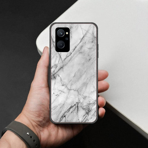 Realme 9i Cover - White Marble Series - HQ Ultra Shine Premium Infinity Glass Soft Silicon Borders Case