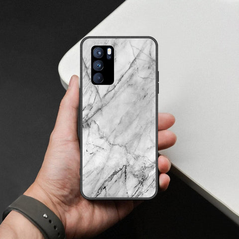 Oppo Reno 6 Pro 5G Cover - White Marble Series - HQ Ultra Shine Premium Infinity Glass Soft Silicon Borders Case