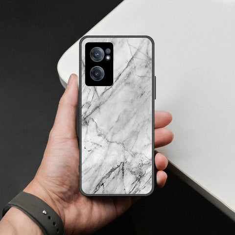 OnePlus Nord CE 2 5G Cover - White Marble Series - HQ Ultra Shine Premium Infinity Glass Soft Silicon Borders Case