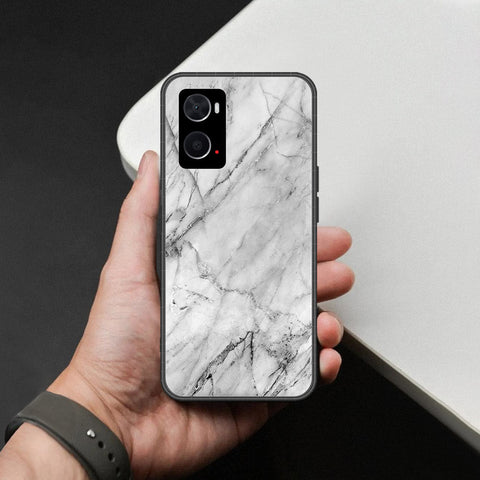 Oppo A76 Cover - White Marble Series - HQ Ultra Shine Premium Infinity Glass Soft Silicon Borders Case