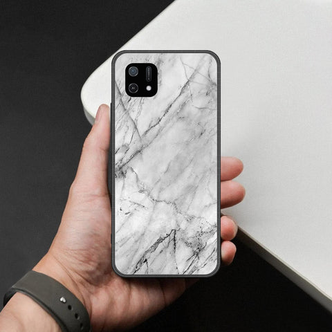 Oppo A16e Cover - White Marble Series - HQ Ultra Shine Premium Infinity Glass Soft Silicon Borders Case