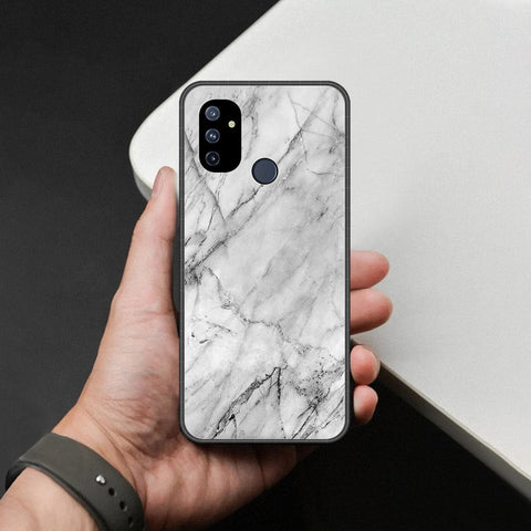 OnePlus Nord N100 Cover - White Marble Series - HQ Ultra Shine Premium Infinity Glass Soft Silicon Borders Case