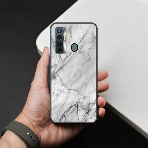 Tecno Camon 17 Cover - White Marble Series - HQ Ultra Shine Premium Infinity Glass Soft Silicon Borders Case