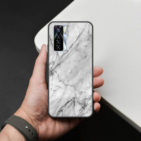 Tecno Camon 17 Pro Cover - White Marble Series - HQ Ultra Shine Premium Infinity Glass Soft Silicon Borders Case