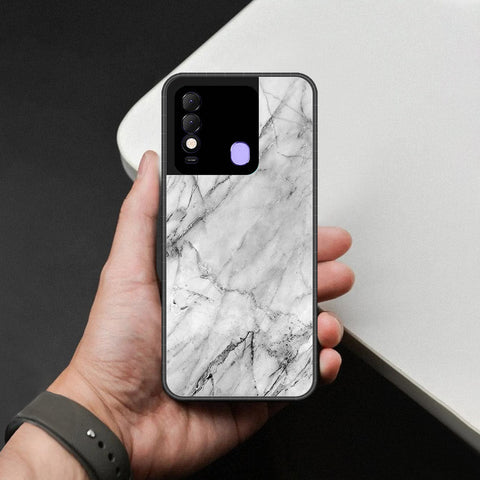 Tecno Spark 8 Cover - White Marble Series - HQ Ultra Shine Premium Infinity Glass Soft Silicon Borders Case