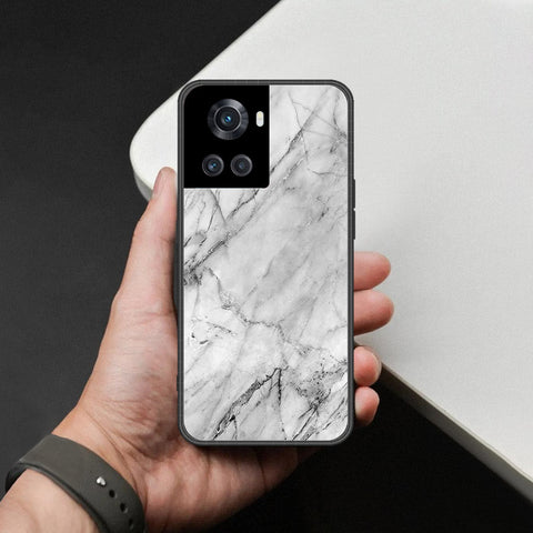 OnePlus 10R Cover - White Marble Series - HQ Ultra Shine Premium Infinity Glass Soft Silicon Borders Case