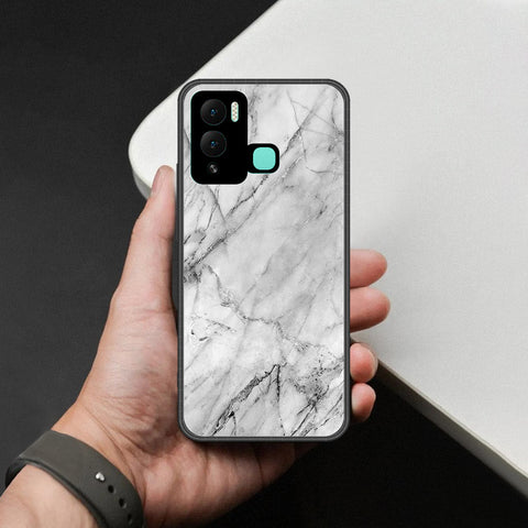 Infinix Hot 12 Play Cover - White Marble Series - HQ Ultra Shine Premium Infinity Glass Soft Silicon Borders Case