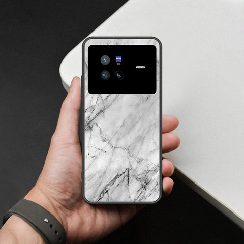Vivo X80 Cover - White Marble Series - HQ Ultra Shine Premium Infinity Glass Soft Silicon Borders Case