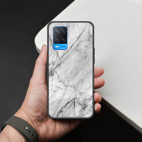 Oppo A54 4G Cover - White Marble Series - HQ Ultra Shine Premium Infinity Glass Soft Silicon Borders Case