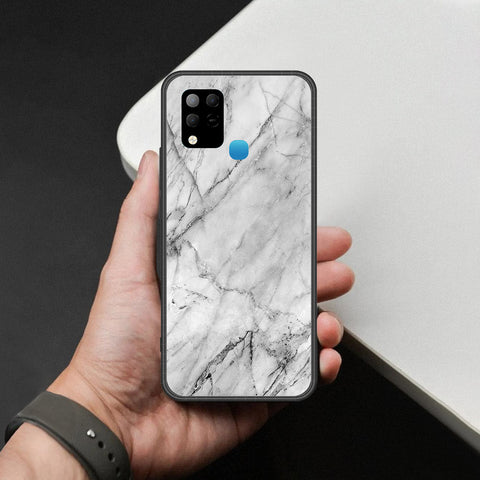 Infinix Hot 10s Cover - White Marble Series - HQ Ultra Shine Premium Infinity Glass Soft Silicon Borders Case