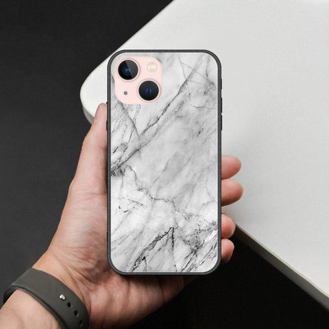 iPhone 14 - White Marble Series - HQ Ultra Shine Premium Infinity Glass Soft Silicon Borders Case