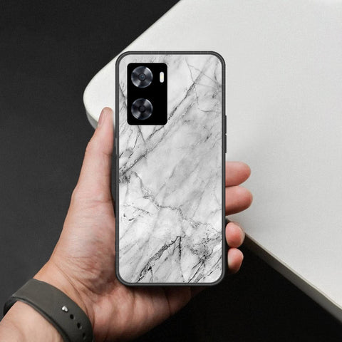 Oppo A57 4G 2022 Cover - White Marble Series - HQ Ultra Shine Premium Infinity Glass Soft Silicon Borders Case